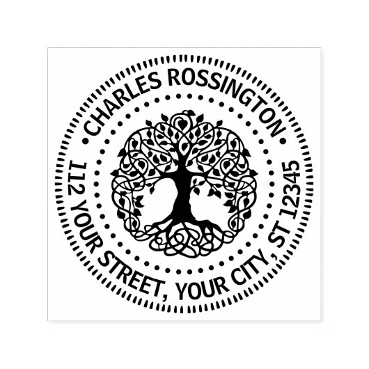 Bladboom met Wortels Naam Retouradres NT Frm Zelfinktende Stempel (Design)