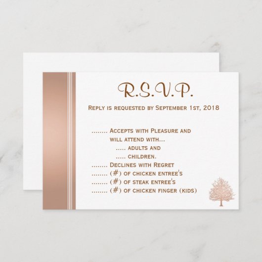 Bladboom op Nude R.S.V.P. RSVP Kaartje (Voorkant / Achterkant)