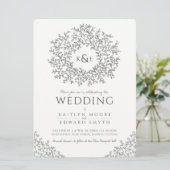 Bladcirkel lijn art bruiloft donkergrijs en wit kaart (Staand voorkant)