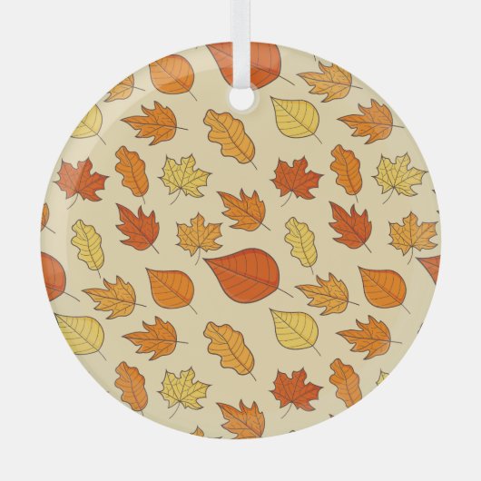 Bladconcept: Herfst Symbool Patroon Glas Ornament (Voorkant)