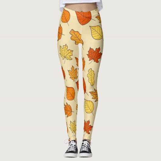 Bladconcept: Herfst Symbool Patroon Leggings (Voorkant)