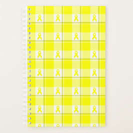 Bladder Cancer Awareness Plaid Planner, Yellow Planner