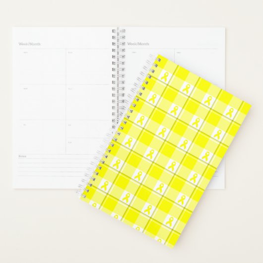 Bladder Cancer Awareness Plaid Planner, Yellow Planner (Display)