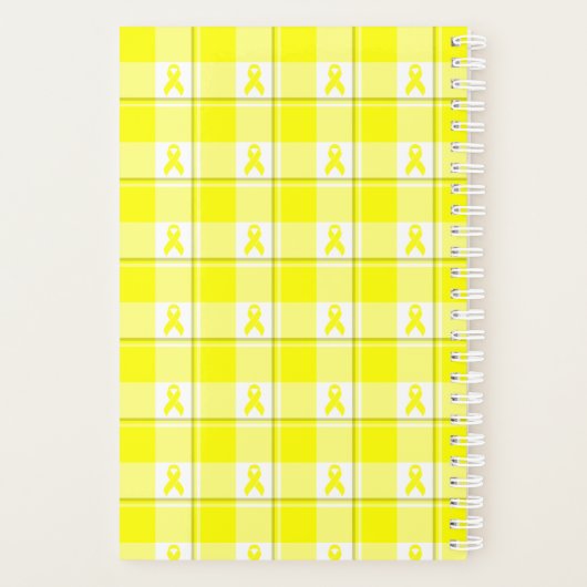 Bladder Cancer Awareness Plaid Planner, Yellow Planner (Achterkant)