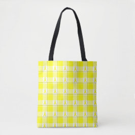 Bladder Cancer Awareness Plaid Tote Bag, Yellow Tote Bag
