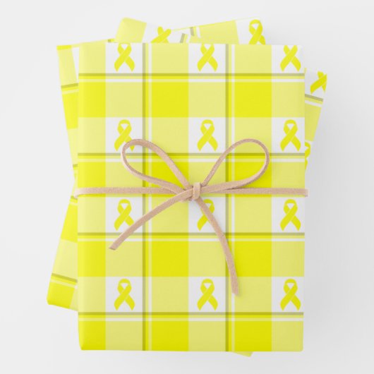 Bladder Cancer Awareness Plaid Wrapping Paper (In situ)