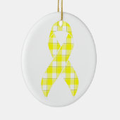 Bladder Cancer Awareness Plaid Yellow Ribbon Keramisch Ornament (Rechts)