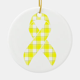 Bladder Cancer Awareness Plaid Yellow Ribbon Keramisch Ornament