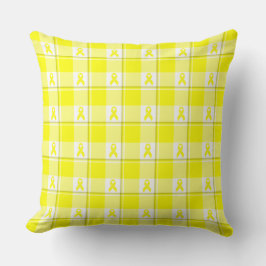 Bladder Cancer Awareness Plaid Yellow Ribbon Kussen