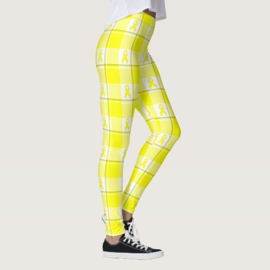 Bladder Cancer Awareness Plaid Yellow Ribbon Leggings (Rechts)
