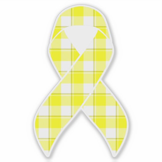 Bladder Cancer Awareness Plaid Yellow Ribbon Sticker (Voorkant)