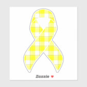 Bladder Cancer Awareness Plaid Yellow Ribbon Sticker (Vel)