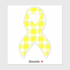 Bladder Cancer Awareness Plaid Yellow Ribbon Sticker