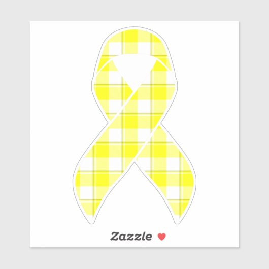 Bladder Cancer Awareness Plaid Yellow Ribbon Sticker (Vel)