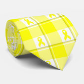 Bladder Cancer Awareness Plaid Yellow Ribbon Stropdas (Opgerold)