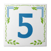  Bladderige Scroll House Nummer Tegels Blauw Tegeltje (Voorkant)