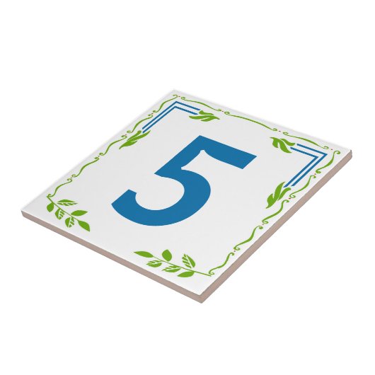  Bladderige Scroll House Nummer Tegels Blauw Tegeltje (Zijkant)