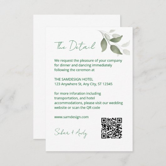 bladdetailcode RSVP kaartje (Voorkant / Achterkant)