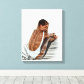 Bladdoek voor meisjes en kokosnoten canvas afdruk (Insitu (Houten vloer))