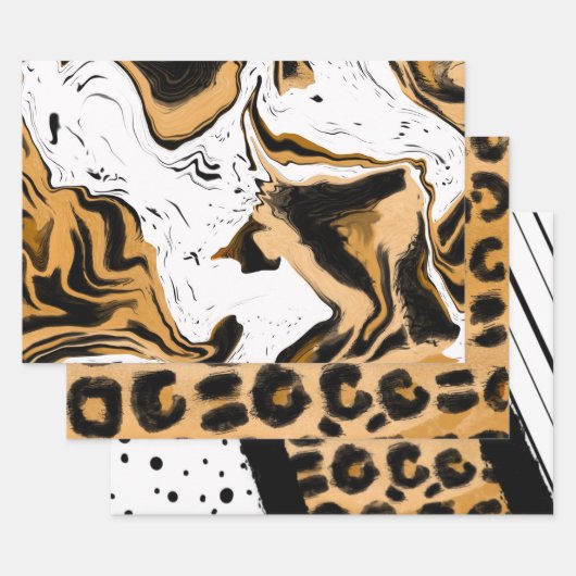 Blade, witte en zwarte strepen en pooldots inpakpapier vel (Set)