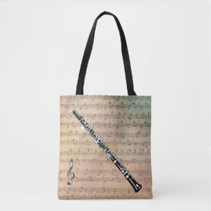  blademuziek met een Oboe Tote Bag