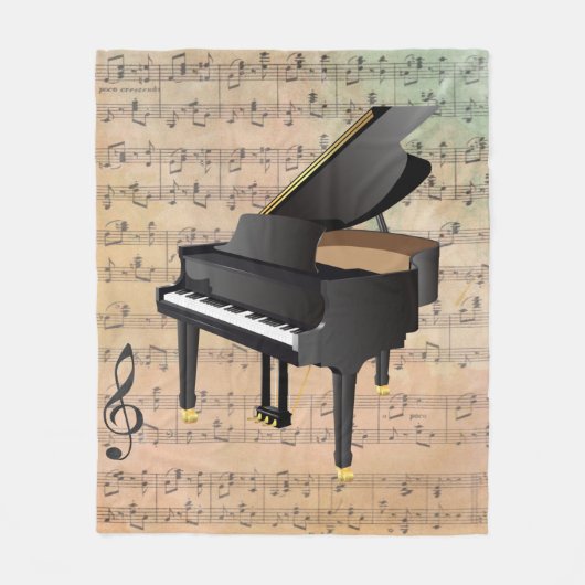 blademuziek met een piano fleece deken (Voorkant)