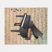  blademuziek met een piano fleece deken (Voorkant (Horizontaal))