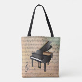 blademuziek met een piano tote bag (Achterkant)
