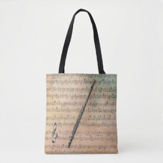  blademuziek met flute tote bag