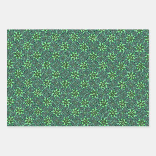 Bladen met groene lederafdruk inpakpapier vel (Voorkant)