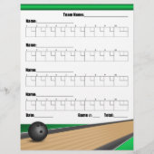 Bladen met groene team Bowling-score Flyer (Voorkant)