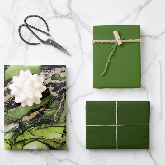 Bladen met groene zwarte goudwappers inpakpapier vel (Voorkant)