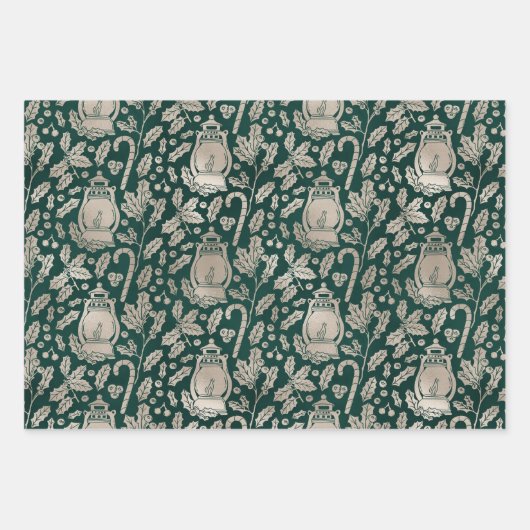 Bladen van groenbos met kerstinslag inpakpapier vel (Voorkant)