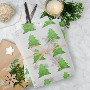 Bladen van groenfeestief kerstboompapier inpakpapier vel