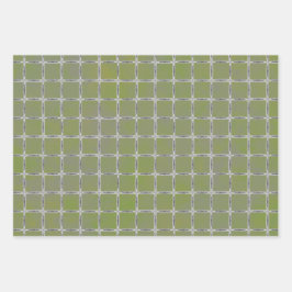 Bladen van groenpapier en grijze geometrische omhu inpakpapier vel