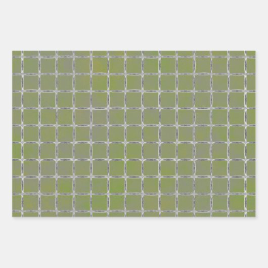 Bladen van groenpapier en grijze geometrische omhu inpakpapier vel (Voorkant)