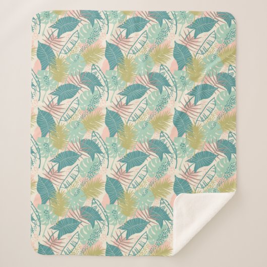 Bladen van lederpatroonpatronen sherpa deken (Voorkant)