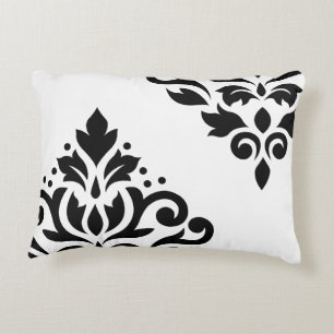 Blader door Damask Art I Black op White Decoratief Kussen