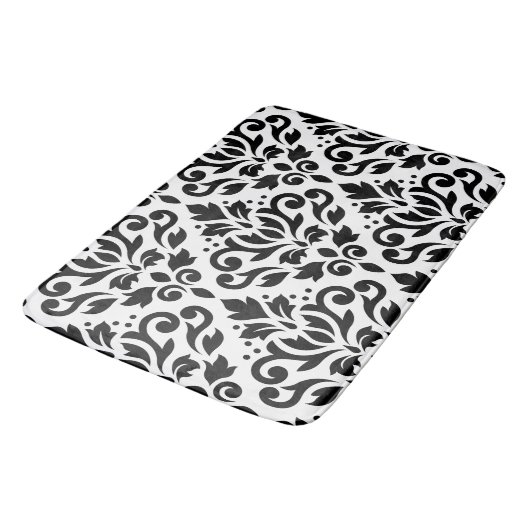 Blader door Damask Large Pattern Black op White Badmat (Gekanteld)