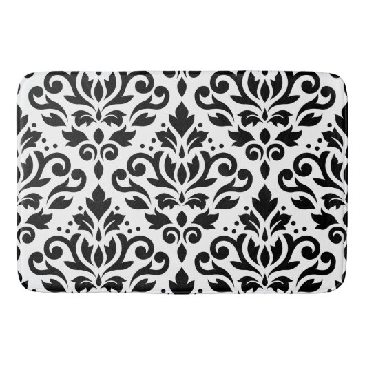 Blader door Damask Large Pattern Black op White Badmat (Voorkant)