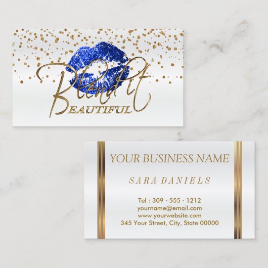 Blader het prachtige gouden Confetti en blauwe spo Visitekaartje (Voorkant / Achterkant)