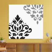 Blader naar Damask Art I Black & Grey op White Canvas Afdruk (Insitu (Woonkamer))