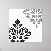 Blader naar Damask Art I Black & Grey op White Canvas Afdruk (Voorkant)
