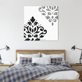 Blader naar Damask Art I Black & Grey op White Canvas Afdruk (Insitu (Slaapkamer))