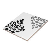 Blader naar Damask Art I Black & Grey op White Tegeltje (Zijkant)