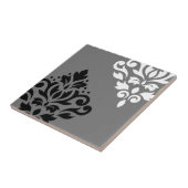Blader naar Damask Art I Black & White op grijs Tegeltje (Zijkant)