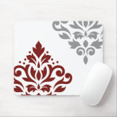 Blader naar Damask Art I Red & Grey op White Muismat (Met muis)
