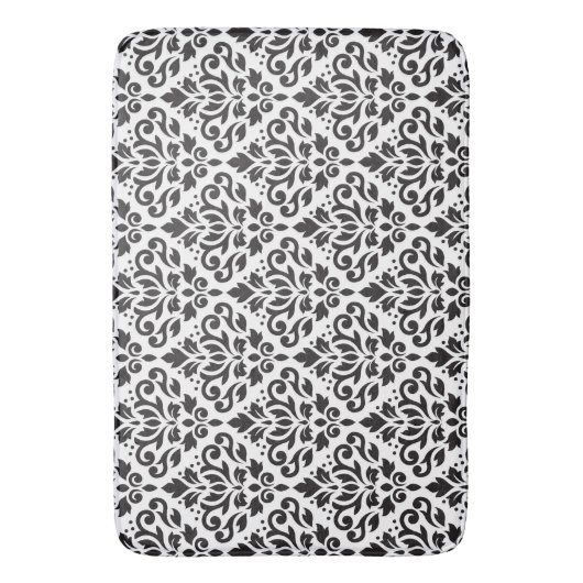 Blader naar Damask Pattern Black op White Badmat (Voorkant Verticaal)