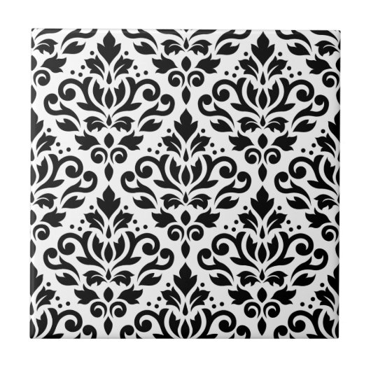 Blader naar Damask Pattern Black op White Tegeltje (Voorkant)