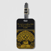 Bladerachtige achtergrond voor Golden Buddha Bagagelabel (Voorkant (verticaal))